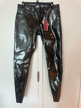 Men's Nasty Pig Black High-Shine Faux Leather Pants - unworn , new